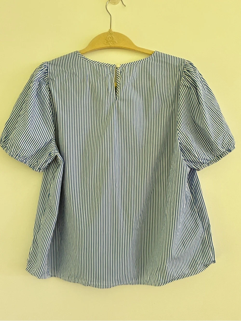 J Crew Striped Puff-Sleeve Blouse in Navy and White Sm